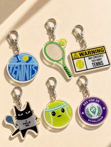 1/6pcs Tennis Acrylic Keychain, Must-Have For Tennis Fans, Tennis Ball Shape, Suitable For Hanging On Tennis Bags, School Backpacks Or Locker Keys - Multi-color 2 - View 2