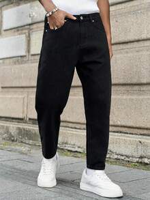 Men's Casual Versatile Commuting Denim Jeans With Pockets - Black - View 6