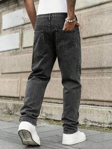 Men's Casual Versatile Commuting Denim Jeans With Pockets - Grey - View 3
