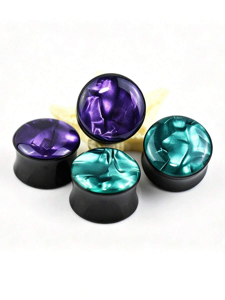 Shell Texture Lightweight Hypoallergenic Acrylic Ear Tunnels - Double Flare Ear Plugs Gauges - Shell Pattern - View 1