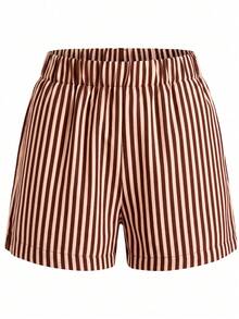Women Two-Piece Outfits - 2 Playera Blanca con Short Rayas Café con Beige - View 10