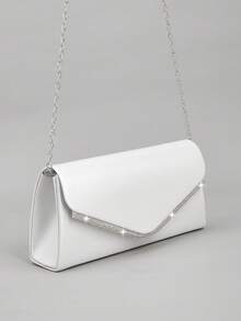 REMANLAND Women's White Envelope Clutch, Rhinestone Evening Bag, Elegant Bridal Handbag, Suitable For Weddings, Parties, Balls, Cocktail Parties, Banquets And Formal Occasions - White - View 4