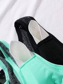 2 piezas/Set Sujetador tipo tank con cremallera y absorción de impactos para mujer, Sujetador push-up sin costuras con elevación para mujer, Lencería para mujer con diseño de contraste de color en la espalda, Lencería transpirable con elasticidad media, Sujetador de cobertura completa para yoga y running, Diseño cómodo sin aros, Almohadillas removibles, Adecuado para uso diario, entrenamiento fitness y deportes en múltiples escenarios - Multicolor - Ver 9