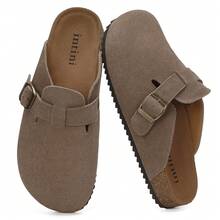 Womens Suede Clogs Mens Genuine Leather Mules Cork Footbed Sandals With Arch Support - màu nâu - Xem 9