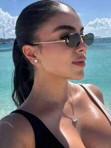 Gafas de moda vintage sin montura - Negro - Ver 2