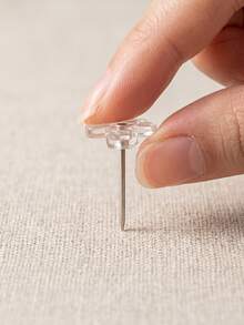 50pcs Transparent Flower-Shaped Push Pins, 5-Petal Flat Head Decorative Thumbtacks For Office, Plum Blossom Design - Clear Plum Blossom Push Pins - View 4