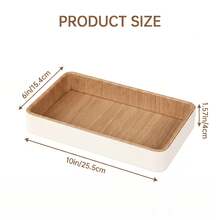 CASEGRACE 1pc Faux Leather Wood Grain Decorative Storage Tray, Rectangular Jewelry Watch Key Cosmetic Organizer Tray, Multi-Functional Desktop Vanity Storage Tray, Suitable For Entryway Vanity Bathroom - Multicolor - View 4