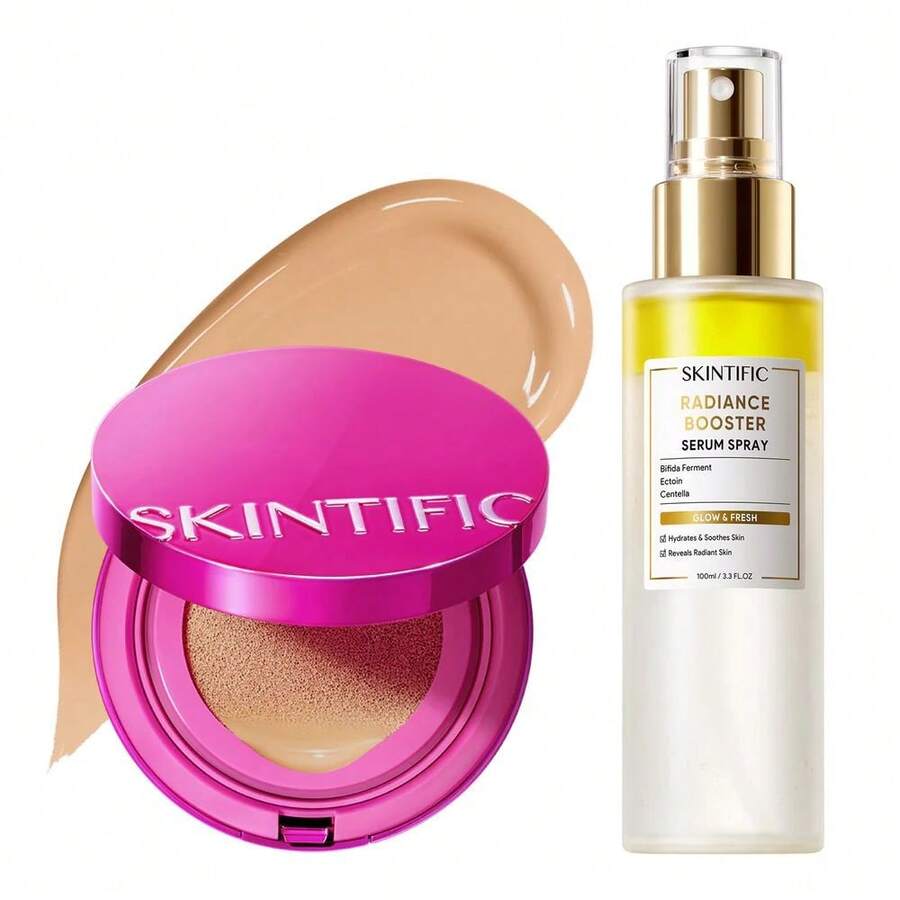 SKINTIFIC 發光氣墊與胜肽唇部精華液套組 2件組 - Serum Spray + 04 BEIGE - 查看 1