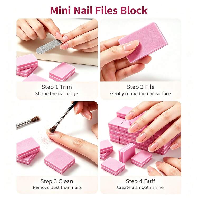 50Pcs Mini Nail Files Sanding Block Double-Sided 100/180 Grit Sponge File Nail Buffer And Shaper Pedicure Manicure Tools - Multicolor - View 4