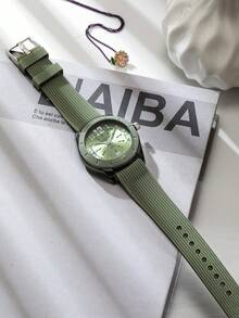 REBIRTH 1pc Women's Silicone Strap Casual Versatile Personalized Style Quartz Watch Suitable For Daily Wear - Green - View 5
