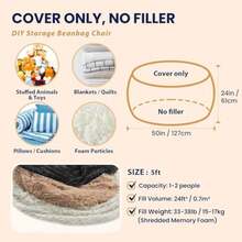 Funda de puf sin relleno,cómodas sillas de puf de piel sintética para adultos, lavable, funda de silla de puf gigante de felpa esponjosa para adolescentes y niñas, antideslizante,,gris - Multicolor - Ver 8