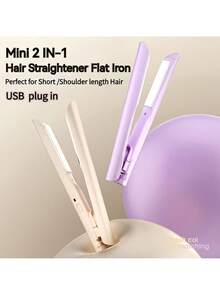 Alat Pelurus & Pengeriting Rambut Mini 2-in-1 - Menggabungkan Fungsi Pelurus dan Pengeriting, Menciptakan Gaya Rambut Bervolume dan Tekstur Rambut Halus, Desain Anti-Luka Bakar Bertenaga USB, Alat Penata Rambut Portabel untuk Bepergian, Cocok untuk Salon, Pilihan Hadiah - MultiWarna - View 4