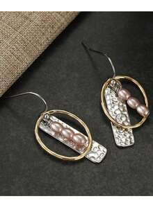 Gmzalx Gentle Dual-Tone Women's Double-Layer Geometric Hanging Earrings, Versatile Earrings For Daily Commute, Picnic And Outing - Two-color - View 4