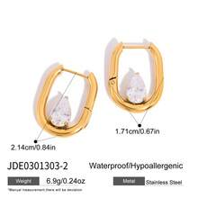 1 Pair Stainless Steel Gold Earrings, Simple Fashion Casual Daily Wear - Yellow Gold - View 11