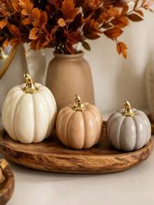 1pc Modern Minimalist Pumpkin Decorative Statue, Nordic Ins Style Home Decor, Autumn Decoration, Suitable For Living Room, Bookshelf, Entryway, Storage Rack, Desktop, Fireplace Mantel, Perfect Gift For Pumpkin Lovers And Housewarming - Multiple Styles - View 2