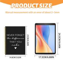 1本 5.5x8.3 英吋螺旋筆記本「Never Forget The Difference You Make」勵志日記本，極簡黑色封面，適合送給老師/同事/上司的感謝禮物，退休告別紀念品 - 黑白 - 查看 6