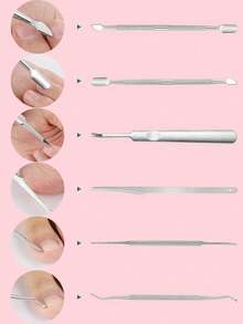 5pcs Stainless Steel Hand & Foot Care Tool Set - Double-Ended Callus Pusher, Pedicure Knife, Double-Ended Nail File, Nail Scraper, Double-Ended Nail Clipper, For Cleaning And Removing Hand & Foot Dead Skin, Ingrown Nails And Embedded Nails - Silver - View 2