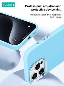 Koolife 1pc Soft Touch Colorful Phone Case, Coated Lens Frame, PC+TPU Material, Independent Metal Buttons, Minimalist Fashion, Anti-Drop Protective Shell, Compatible With Apple 17/17 Pro/17 Pro Max - Blue - View 3