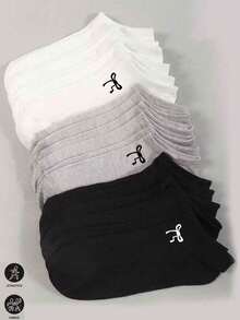 20 Pairs Moisture-Wicking, Antibacterial, Breathable, Casual Knit Invisible Socks, Unisex, Solid Color, Suitable For Yoga/Sports. - Multicolor - View 4
