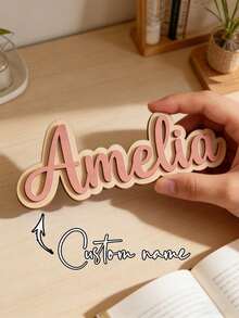 Custom Wooden Name Sign - Personalized 3D Layered Desktop Decor, Cute Kids Nursery Desk Decoration, Back To School Daycare Milestone Gift - Multicolor - View 1