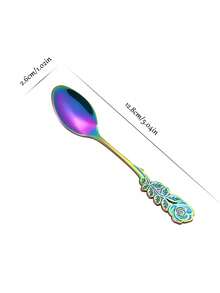 Customized 1pc Rose Handle Stainless Steel Spoon And Fork, Suitable For Personalized Dessert Tableware With Engraved Names, Elegant Flower Shaped Tableware, Suitable For Matching Wedding Gifts, Party Gifts, Coffee And Desserts. - Color - View 11