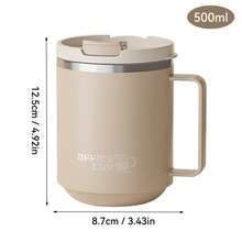 1個 500ml 304不鏽鋼咖啡杯，附蓋與手柄，便攜雙層保溫水杯，防燙防漏牛奶咖啡杯，適合學生與成人居家、學校、辦公室、旅行、野餐使用的飲水杯 - 彩色 - 查看 23