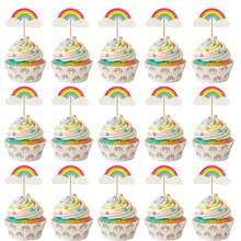 24/36pcs Rainbow Cloud Cupcake Toppers Set, Colorful Party Decorations For K*Ds Birthday, Baby Shower Dessert Decor, Rainbow Theme Party Supplies - Classic Rainbow - View 4