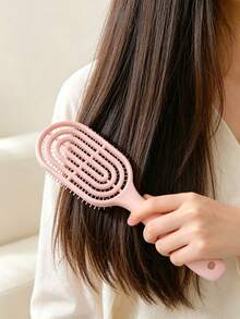 1pc Anti-Tangle Hair Brush, Soft Massage Brush, Breathable Quick-Dry Styling Brush (Suitable For Women And Girls), Scalp Massage Brush With Flexible Bristles, Portable Daily Hair Care Essential, Hairdressing Tool, Salon And Home Hair Comb - A - View 3