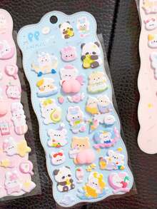 Creative 3D Embossed Stickers Cute Cartoon Rabbit Panda Pattern Phone Case Computer Decoration Material 3D Stickers - Multicolor - View 11