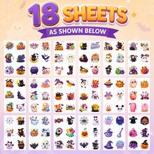 108pcs Pre-Cut Halloween Temporary Tattoo Stickers, Including Scary Pumpkin, Skull, Ghost, Spider Web Patterns, Suitable For Party Favors And Decoration - Multicolor - View 7