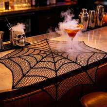 1pc Halloween Lace Spider Web Tableware Set Gothic Spooky Design, Perfect Table Decor For Halloween Parties - Multiple Styles - View 3