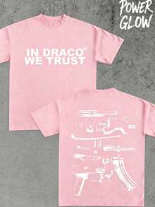Graphic Cotton T-Shirt Double-Sided Printed T-Shirt, Unisex,Casual Men's Cotton T-Shirt. Y2K,Oversize Plus Size Men's S To 5XL,Summer Tee - 粉色 - 查看 1