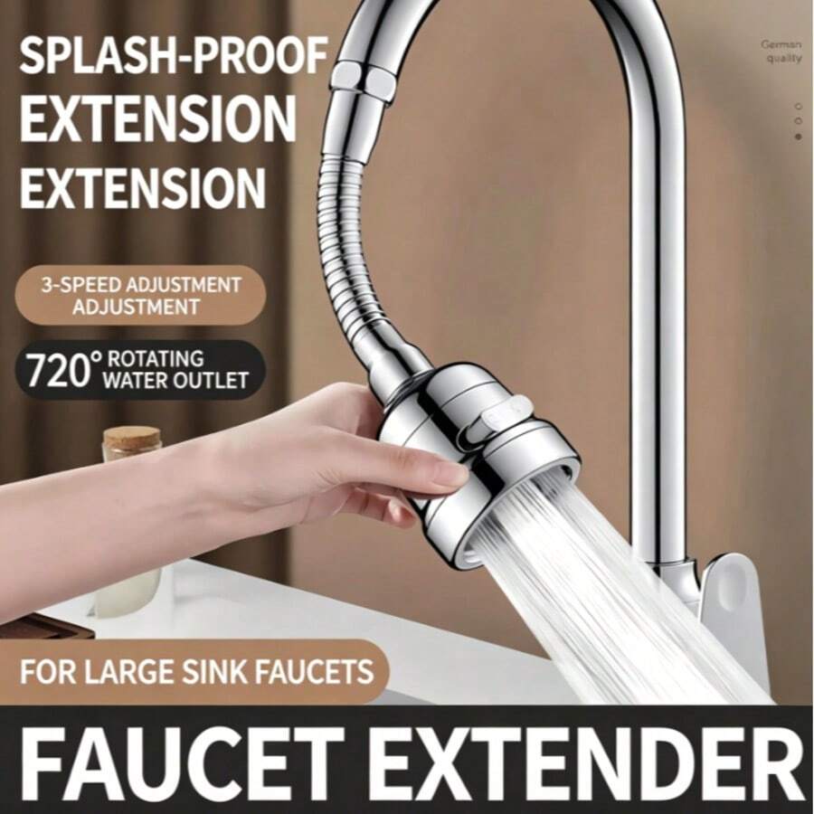 Universal Kitchen Faucet Extension Spray Head, 720° Rotating Flexible Hose Faucet Adapter, 3-Mode Adjustable Splash-Proof Water-Saving Faucet Nozzle, Suitable For Sink Faucets
