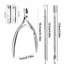 PYDESA 12/6/4/1pc Professional Cuticle Care Set, Stainless Steel Nail Clipper, Pliers, Pusher, Trimmer Set, Manicure Pedicure Tools For Removing Dead Skin And Calluses, Home Salon Nail Care Tools - Silver - View 5