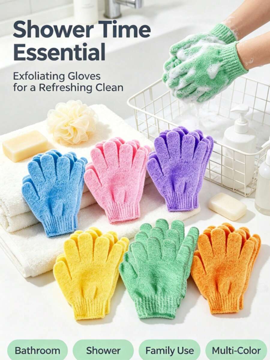 1pc Double-Sided Exfoliating Bath Glove, Suitable For SPA, Massage And Body Scrub, Body Scrub Bath Accessory, Daily Cleaning And Hygiene Care - Multicolor - View 1