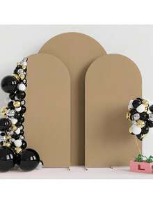 Khaki Arch Backdrop, 5ft, 6ft, 6.6ft, 7.2ft Wedding Arch Cover, Double-Sided Spandex Fabric Arch Backdrop, Dome Arch Backdrop, Suitable For Birthday Party Wedding Arch Frame Decoration (Arch Frame Not Included, Only Fabric Backdrop Provided) - Khaki - View 2