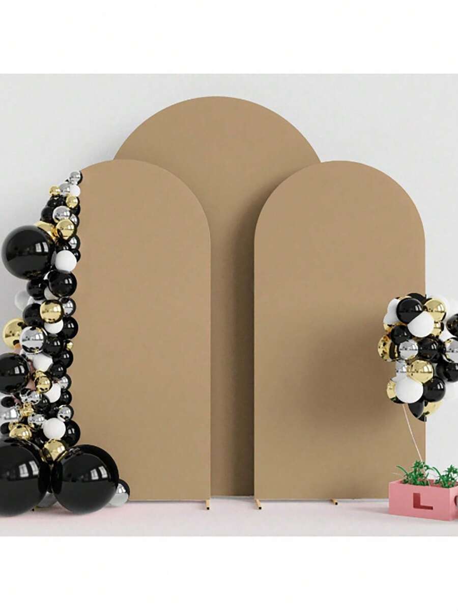 Khaki Arch Backdrop, 5ft, 6ft, 6.6ft, 7.2ft Wedding Arch Cover, Double-Sided Spandex Fabric Arch Backdrop, Dome Arch Backdrop, Suitable For Birthday Party Wedding Arch Frame Decoration (Arch Frame Not Included, Only Fabric Backdrop Provided)