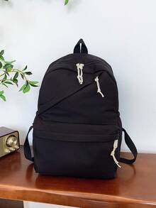 1 chiếc ba lô phong cách đại học thường ngày màu trơn bằng polyester, nhẹ, dung tích lớn, túi đeo vai đi làm hằng ngày, có dây đeo vai điều chỉnh được, phù hợp đựng đồ cho chuyến đi ngắn, dành cho nữ, học sinh trẻ, sinh viên đại học, sinh viên mới tốt nghiệp, dùng cho đi làm hằng ngày, chuyến đi ngắn, du lịch, đi học trong khuôn viên trường và quay lại trường học - 2256 - Xem 13