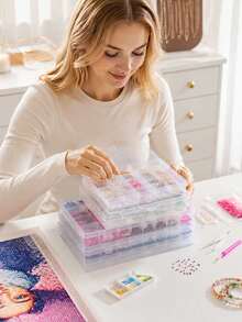 Transparent Fixed Compartment Plastic Storage Box 10/12/15/18/24 Slots Optional PP Material Jewelry Box Storage Earrings Rings Nail Art Rhinestones Nail Accessories DIY Beads Soft Clay Handmade Small Parts Multi-Functional Portable Storage Box Girls Gift - Clear - View 3