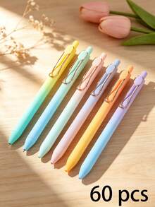 Pulpen Ballpoint Gradien Macaron Kustom yang Dapat Ditarik, Dicetak UV, Dapat Disesuaikan dengan Logo/Teks Anda, Ujung Sedang, Pulpen Menulis Halus, Tinta Hitam 1.0mm - Set - View 8