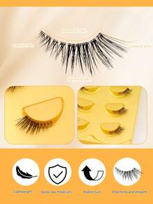 5 paires d'extensions de cils 3D en fourrure de chat à effet œil de renard naturel, bouclés et ailés, avec bande transparente invisible, faux cils confortables et légers pour débutants - Voir 7