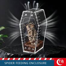 Multi-Color Transparent Acrylic Reptile & Amphibian Terrarium, No Assembly Magnetic Ventilation Lid Spider Habitat Box With Feeding Water Dish, 360° Fully Transparent DIY Enclosure For Jumping Spiders, Tarantulas, Lizards And Small Pets, Suitable For Beginners - Clear - View 9