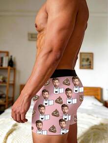 Custom Face Funny Poop Print Men Underwear, Personalized Photo Boxers, Hilarious Novelty Gift For Him - Multicolor - View 2
