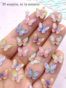 30pcs Mixed 10mm Cute Resin Colorful Mini Crystals, Exquisite Butterfly Flat Back Rhinestones, DIY Art Jewelry Craft Accessories - Random mixed - View 1