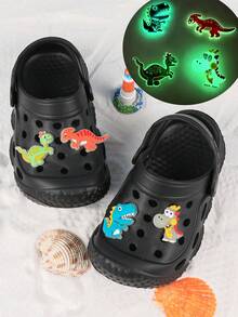 Zuecos de verano para niños, flores luminosas, unisex - Negro - Ver 25
