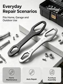4/1pc 8-22mm Double-Ended Adjustable Wrench, High Carbon Steel Anti-Slip Universal Self-Locking Wrench, Multi-Function Repair Manual Tool, Random Color - Multiple Styles - View 1