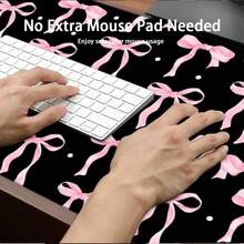 Alas Mouse Queen Black Bow Kawaii, Alas Mouse Kulit, Alas Meja Komputer Bergaya Akademik, Cocok untuk Laptop, Anti Selip, Tahan Air, Bahan Kulit, Alas Dasar, Aksesori Kantor, Alas Meja dengan Tepi Dekoratif dan Pengunci Tepi. - View 3