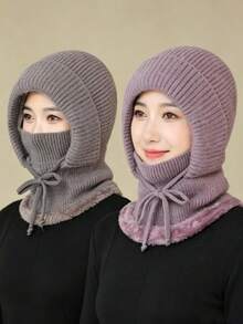 Winter Warm Fleece Face Mask Hat - Elastic Drawstring Design, Lightweight & Warm, Suitable For Cycling, Skiing And Other Outdoor Sports, All-In-One Windproof Ear Protection, Essential Gear For Autumn/Winter - Multicolor - View 5