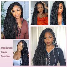 Janyuwool 36" Butterfly Locs Full Lace Knotless Braided Wigs For Black Women Lace Frontal Braid Wig Human Hair Blended Full Double Lace Braided - ColorE - View 6