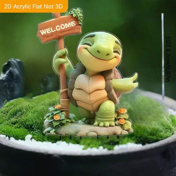 2D Flat Printing, 1pc Turtle Directional Sign Acrylic Ground Stake Decor, Suitable For Lawn And Garden Outdoor Yard Decoration, Durable Plastic Lawn Ornament And Holiday Party - Ideal Gift For Family And Friends, Ground Installation, Animal Theme, Universal Holiday Gift